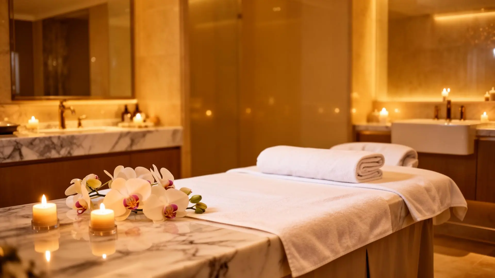 The calm reception and treatment area where the spa services at Care Healing Hands in Westlake begin